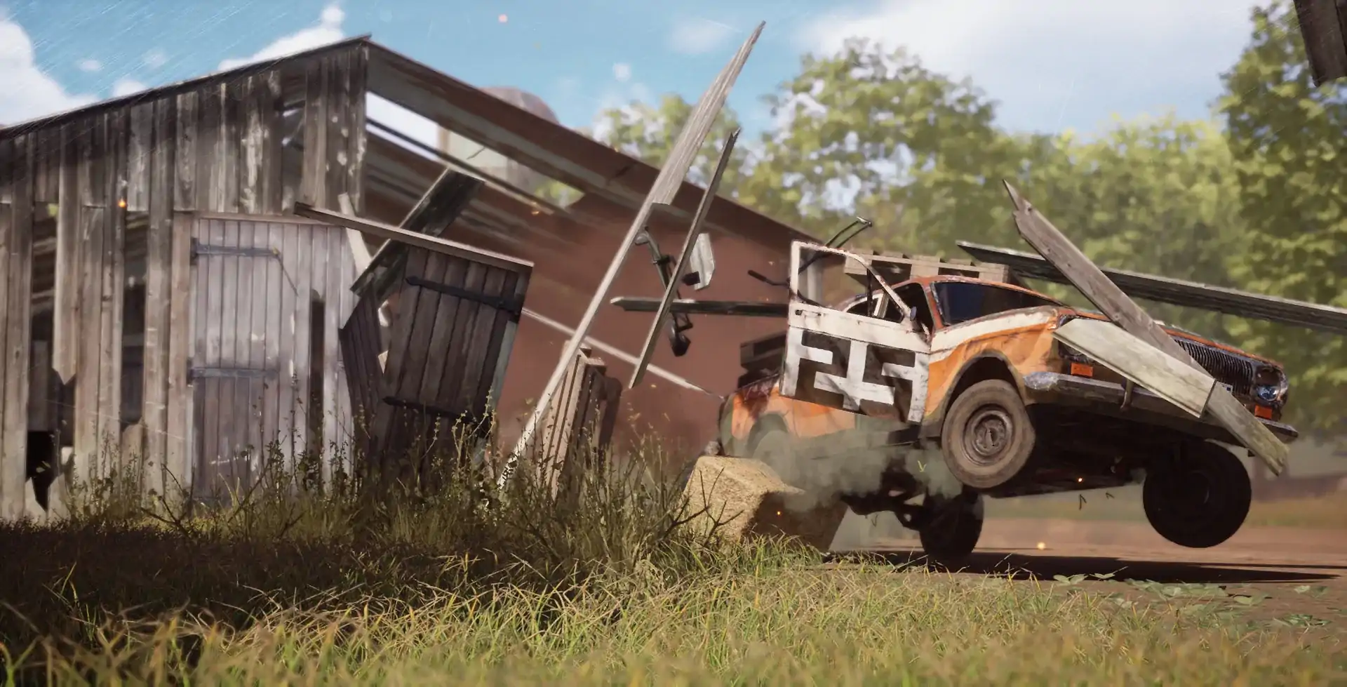 Custom garage and armored racer in TRAIL OUT